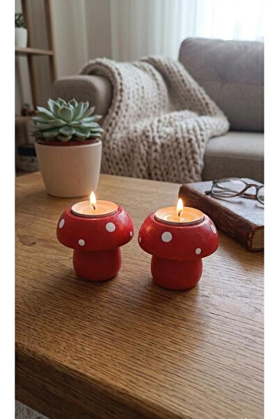 MERCANN YENİ!! 2'Li Mantar Tealight Mumluk _Ev Dekorasyon _Dekoratif Obje _Bi...