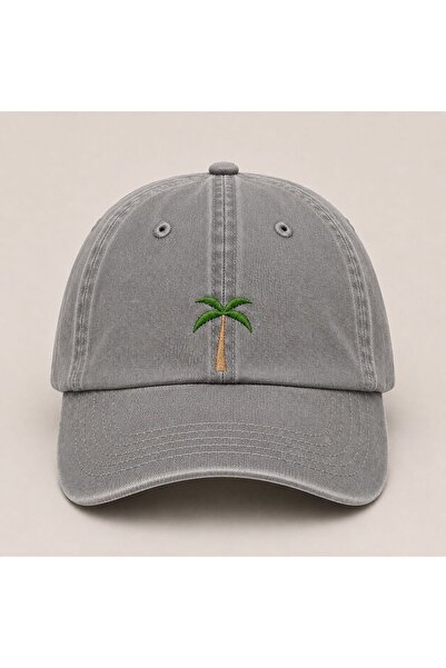 WeavedCo Minimal Palm Tree Embroidered Vintage Washed Cap Hat