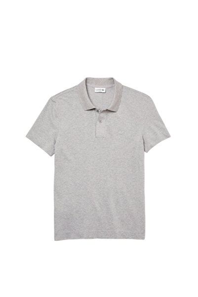 Lacoste تي شيرت بولو رجالي بقصة ضيقة باللون الرمادي PH1909.4JV