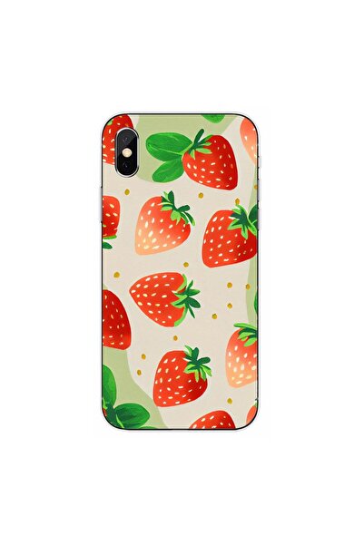 OEM Husa compatibila cu Apple iPhone XS Silicon Gel Tpu Model Capsuni Pattern
