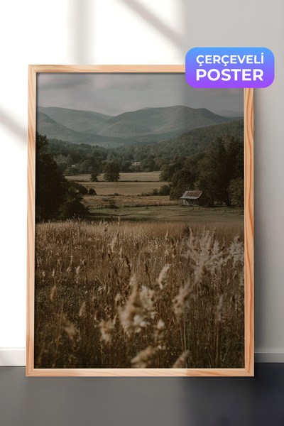 Zestia Vintage zidna slika, seoska kuća na padinu planine sa drvenim okvirom ...