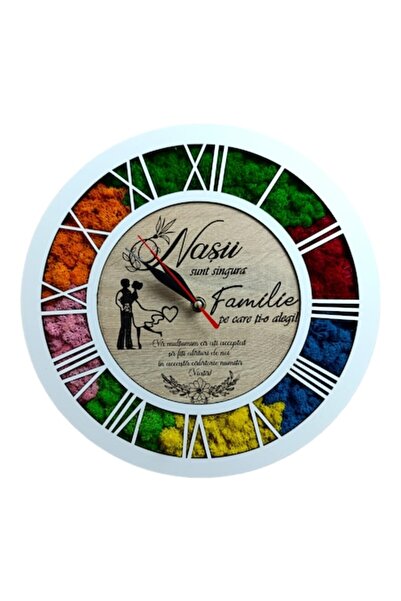 OEM Personalized Wall Clock with Stabilized Lichens for Godparents, 30cm, Mod...