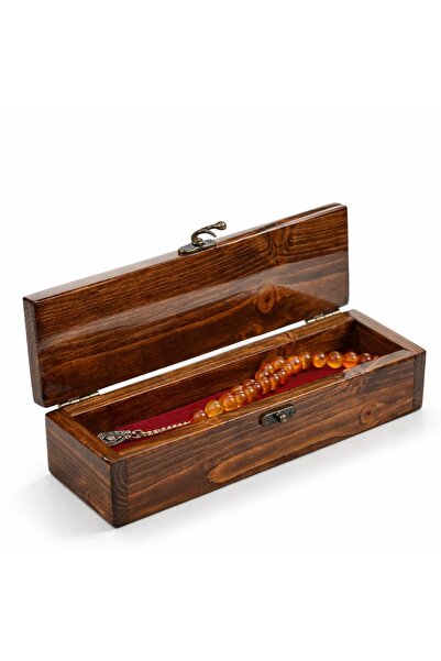 Genel Markalar Ahşap Tesbih Kutusu Masif Cam El Yapımı 26x6x5 cm Koleksiyon K...