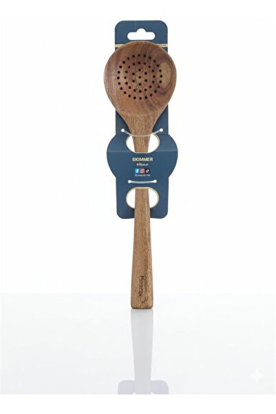 HOMEPRO Acacia Wood Slotted Round Spoon – Solid Wooden Skimmer and Serving Spoon