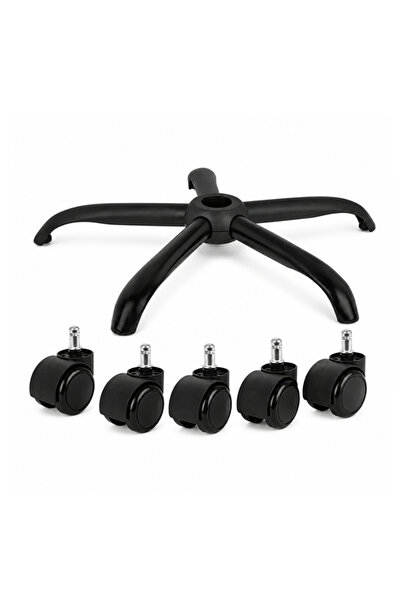 Depox Set bază și roți pentru DEPOX ®   scaun de birou, PVC, 5 piese, negru, ...