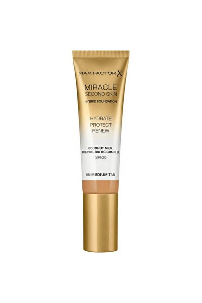 Max Factor MIRACLE SECOND SKIN HYBRID FOUNDATION 08 MEDIUM TAN 30ML