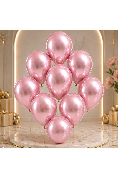 BeySüS Light Pink Color Latex Chrome Balloon (30 cm) - 50 Pieces