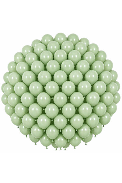 BeySüS Green Color Latex Macaron Balloon (30 cm) - 100 Pieces