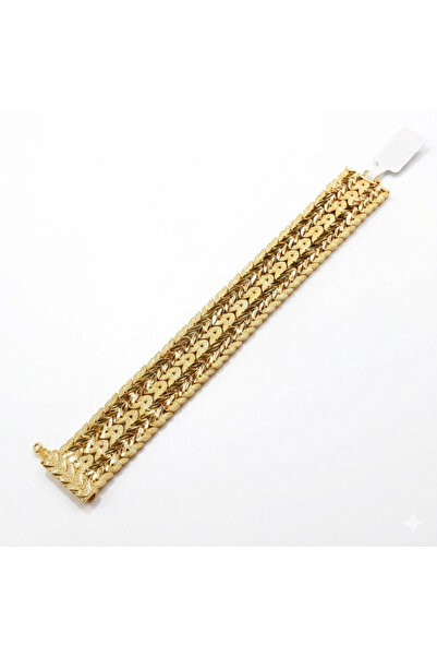 Generic Gold-Tone Leaf Pattern Mesh Bracelet for Women, Wide Link Bracelet wi...