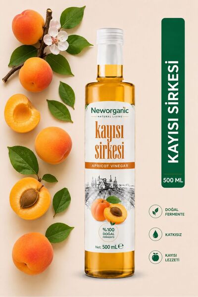 New Organic Geleneksel Kayısı Meyvesi Sirkesi 500 ml || Katkısız ve Koruyucusuz