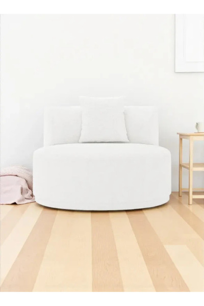 homejoyz كرسي قماش بوكليه – فيلفت فايب – أوف وايت – 85×80×85 سم