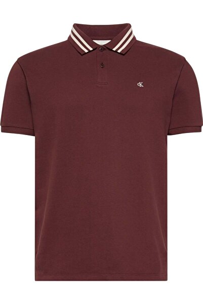 Calvin Klein Ss Monogram Pique Tipped Erkek Polo Yaka T-Shirt Kırmızı