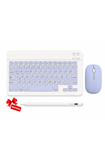 qasul Türkçe Q Bluetooth Klavye ve Mouse Seti Kablosuz Şarjlı Kalem Hediyeli