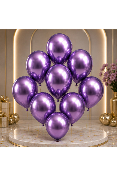 BeySüS Purple Color Latex Chrome Balloon (45 cm) - 2 Pieces