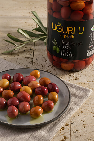 UĞURLU ORGANİK ZEYTİN VE ZEYTİNYAĞLARI EDREMİT PEMBE ÇİZİK YEŞİL ZEYTİN (2 KG)