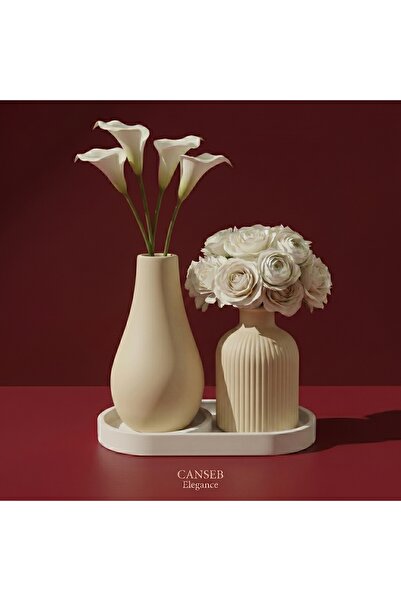 CANSEB Elegance 3lü Premium Avangard - Vazo Set - Özel İşçilik - Lüks Tasarım