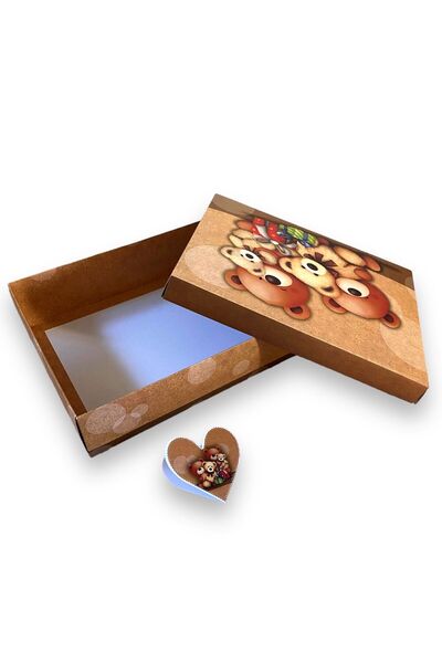 OEM Rectangular flat cardboard box, gift packaging, teddy bear design, 27 x 2...