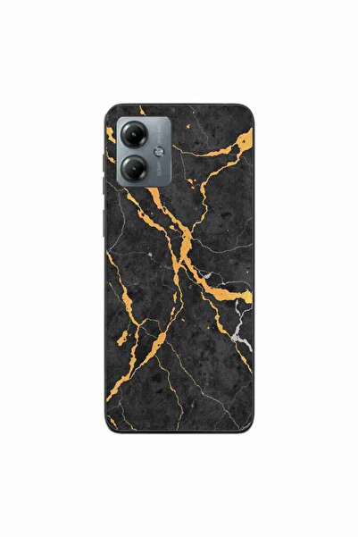 OEM Husa compatibila cu Motorola Moto G14 Silicon Gel Tpu Model Noir Gold Marble
