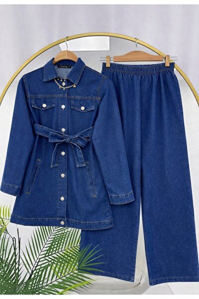 MODA MT Women's Flota Pocketed Trousers Denim Suit