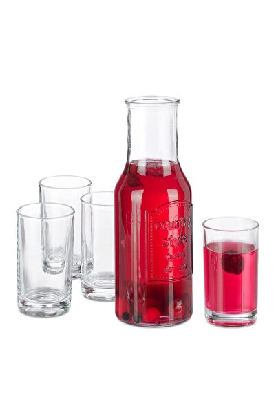 Ayawaska Set carafa bauturi 1.5 l, sticla, cu 4 pahare 200 ml, pentru suc sau...