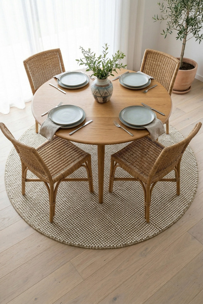 Bonny Home Yuvarlak Yemek Masası Altı Halısı | Kaymaz Modern Dekoratif Salon ...