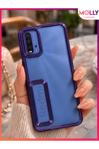 Molly REDMİ 9T İçin Kenarları Metalik Derin Mor Lens Koruyuculu Lou Lazer Şef...