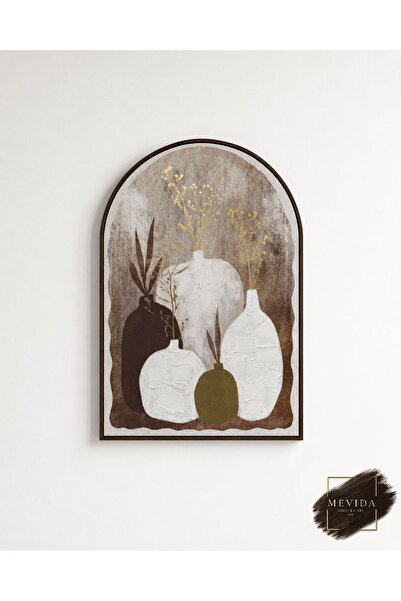Store Vazoların Dansı | Modern Botanik Vazo Temalı MDF Salon Tablosu 80x 120 cm