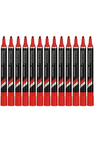 Deli Think Permanent Markers Chisel Tip U101-1.5-5 mm Red Quick Dry Low Odour...