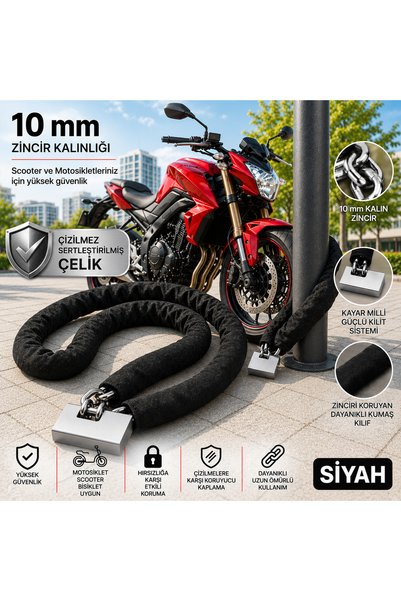 beneficio 10 mm 1,5 Metre Kesilmez Motosiklet Zinciri Motor Kilidi Scooter Gü...