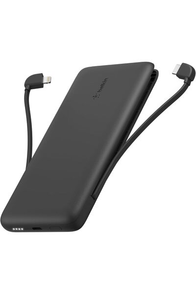 Belkin شاحن محمول، سعة 10 كيلو بايت (10000 مللي أمبير في الساعة، مع كابلات Li...