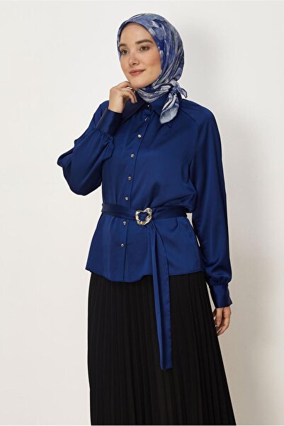 Alvina Belted Satin Blouse 46647