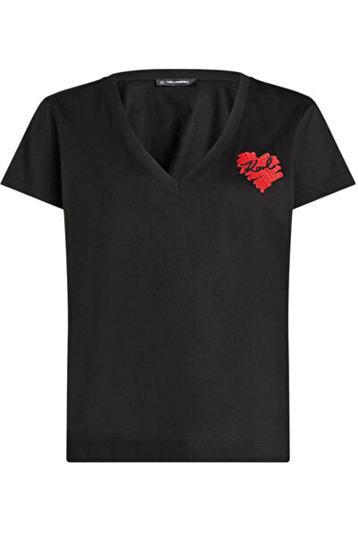 Karl Lagerfeld Γυναικείο Hearts T-shirt Μαύρο A1W17116-999 BLACK