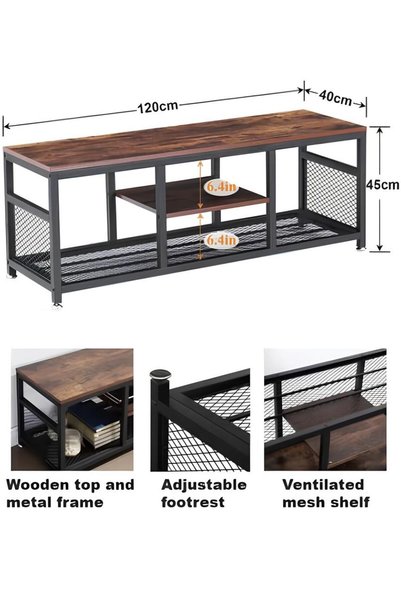 AGD Modern Design Three-Tier Center Coffee Table Tv Console Table with Wooden Top and Metal Legs for Living Room and Bedroom