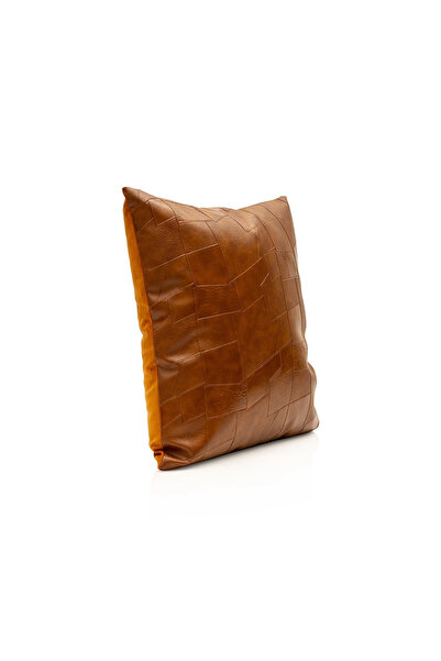 Midas Furniture وسادة جلدية مربعة 45×45 سم بني