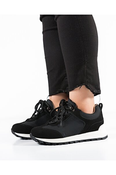 ALOGO Women's Black Sneakers Made of Pkki Eco- Leather