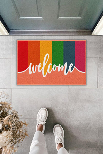 Dormot Dekoratif Dijital Paspas Kişiye Özel Tasarım Renkli Welcome Kapı Önü P...