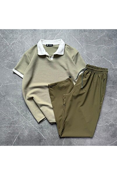 Combineman35 Comfortable Fit Lace-Up Tracksuit and Men's Polo Collar Honeycom...
