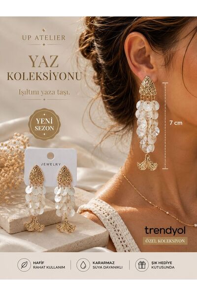 Up Atelier Yaz Koleksiyonu Plaj Modası Pullu Balık Model Küpe