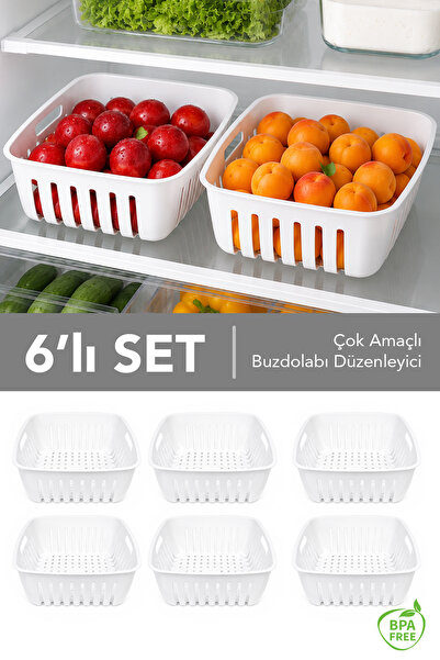 Meleni Home Organizator pentru frigider cu 6 compartimente - Coș organizator ...