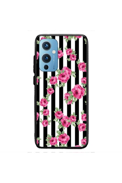 Other Oneplus 9 5G Roses and black line Black Glossy Θήκη