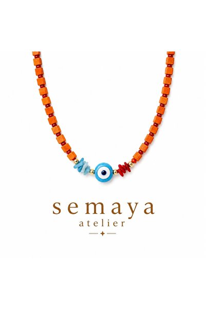 Semaya Atelier Turuncu Nazar boncuklu Kolye