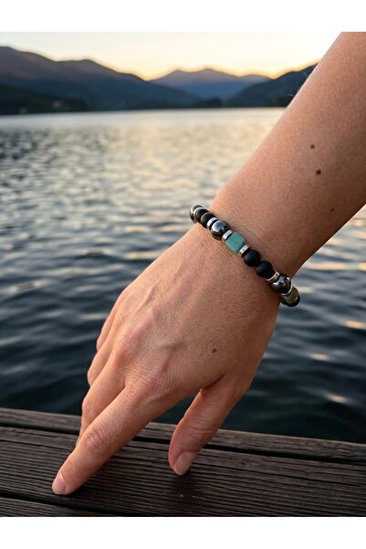 EL YAPIMI Hematite, Amazonite and Matte Onyx Stone Men's Bracelet
