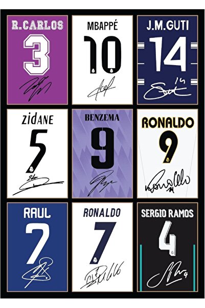 Generic Wall Art Real Madrid Legends Memorabilia Ronaldo Zidane Mbappe Ramos ...