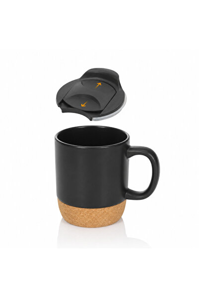 Dada Ceramic Coffee Mug with Lid and Cork Base 385 ml, Proud of UAE UV Printe...