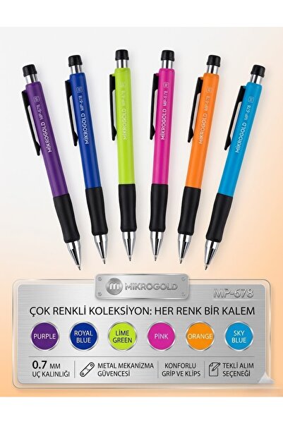 Mikro Uçlu Kalem 0.7 mm - Metal Mekanizmalı Ergonomik Uçlu Kalem