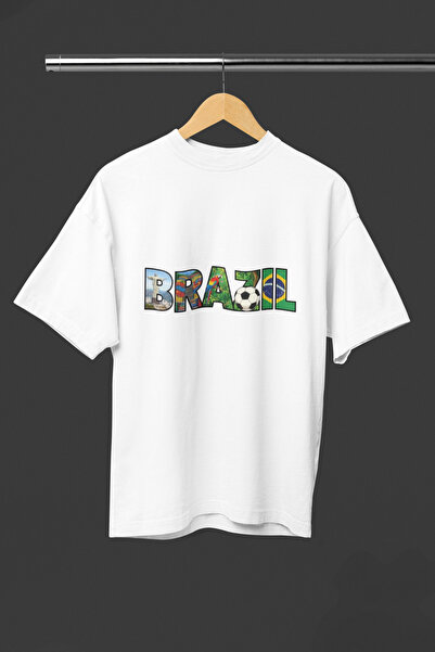 MAGORS Brazil- Colombia Text Printed Oversize Unisex T-Shirt - City Themed Co...