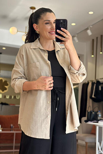 Unique Boutique Mink Standard Size Linen Shirt