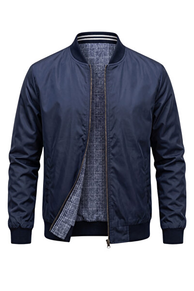 ixir Double-Sided Seasonal Men's Coat in Plain Navy Blue