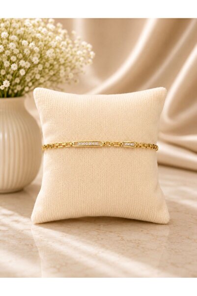 aurajewelery KÜNYE MODEL TAŞLI 14K CM BİLEKLİK