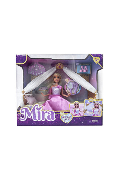 Mira دمية أميرة بطول 11.5 بوصة مع سرير (بشرة بنية اللون)